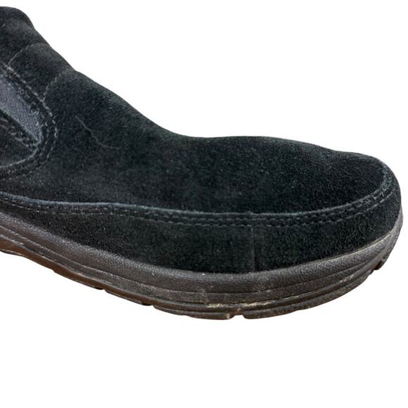 LL Bean Suede Leather Black Slip On Loafers Casual Shoes Round Toe Low Top 8 M - Picture 2 of 16